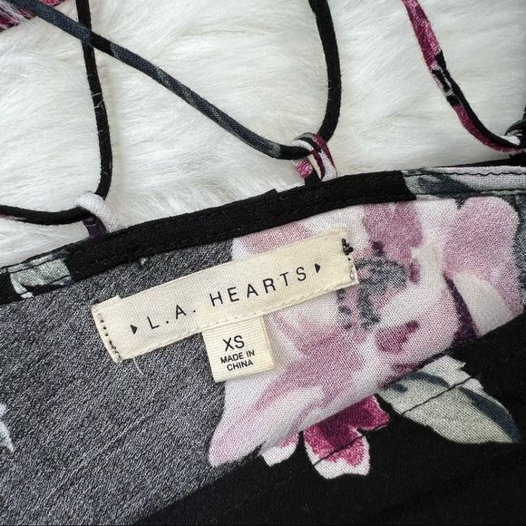 LA HEARTS Long Sleeve Floral Romper Lace-up Back XS - Picture 4 of 9